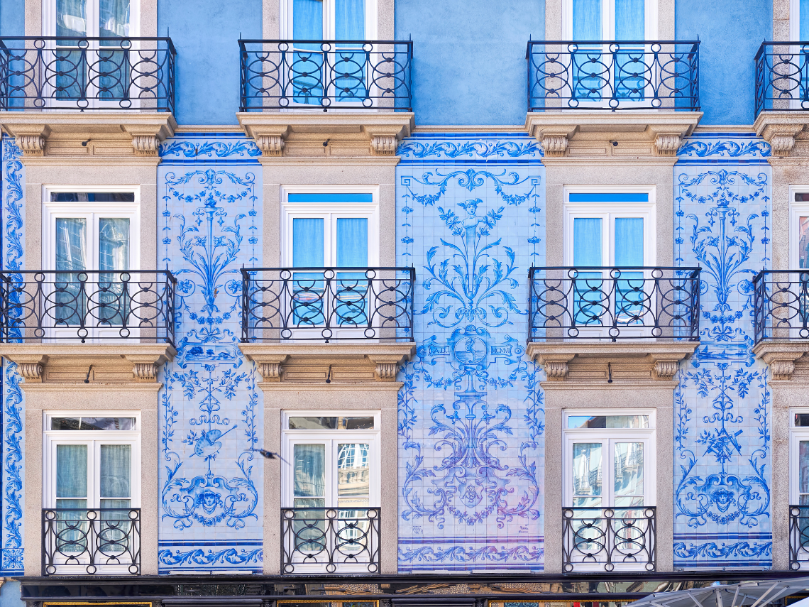 Azulejo facade with balconies